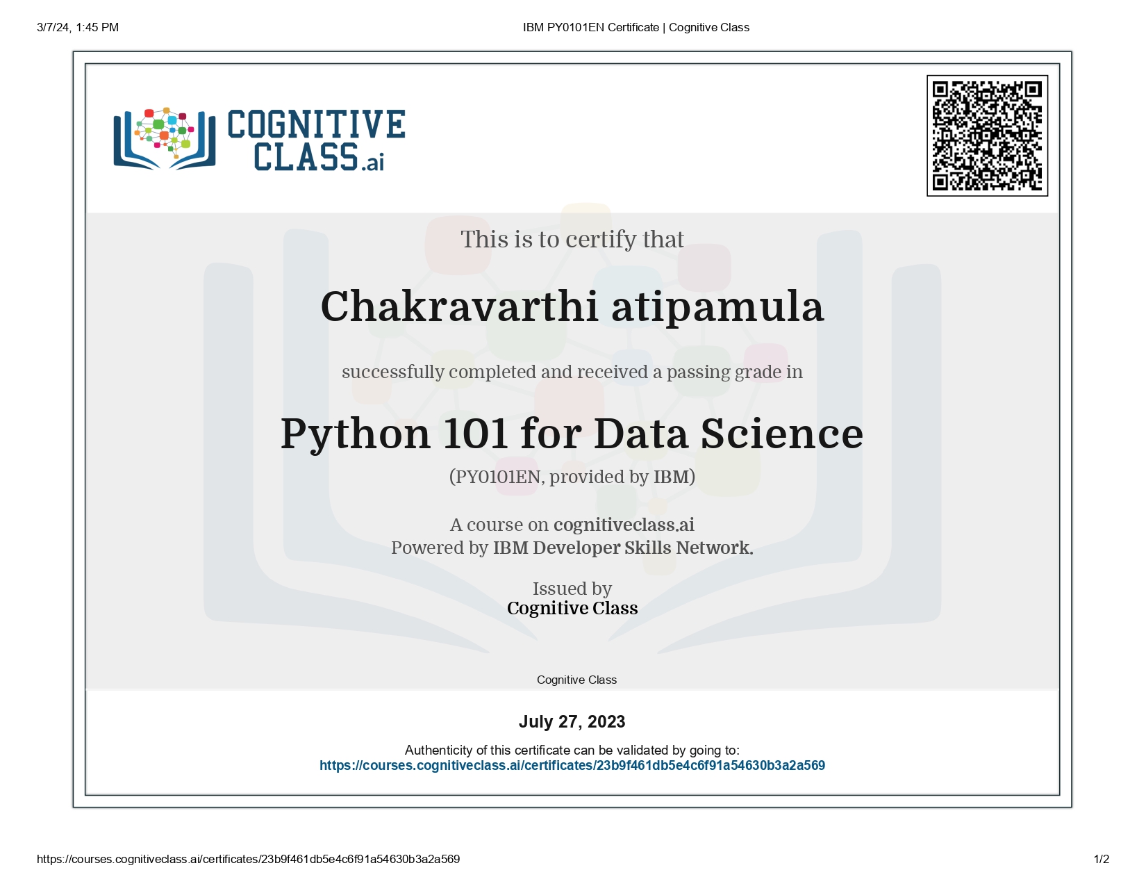Certificate Preview